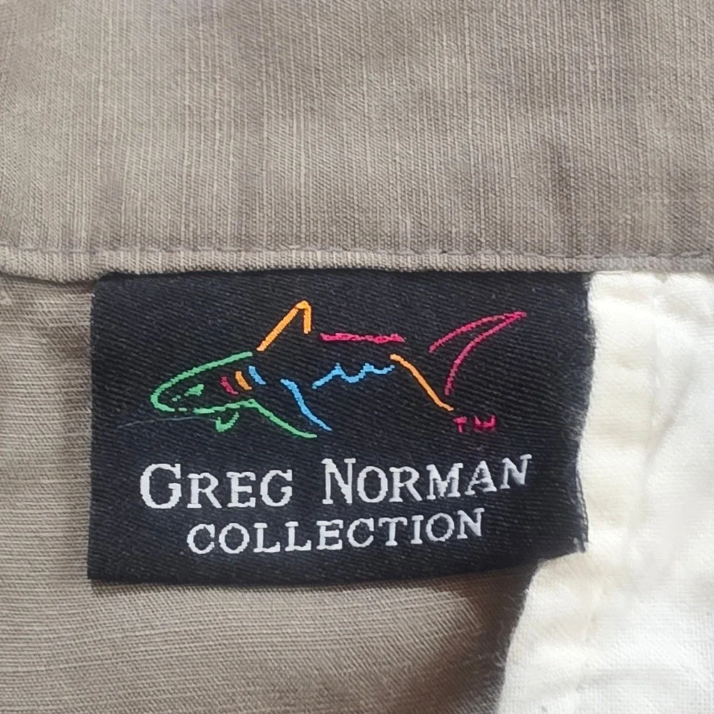 Greg Norman Trousers Mens 36x30 Olive Green Linen Blend Golf Wear Casual Pants